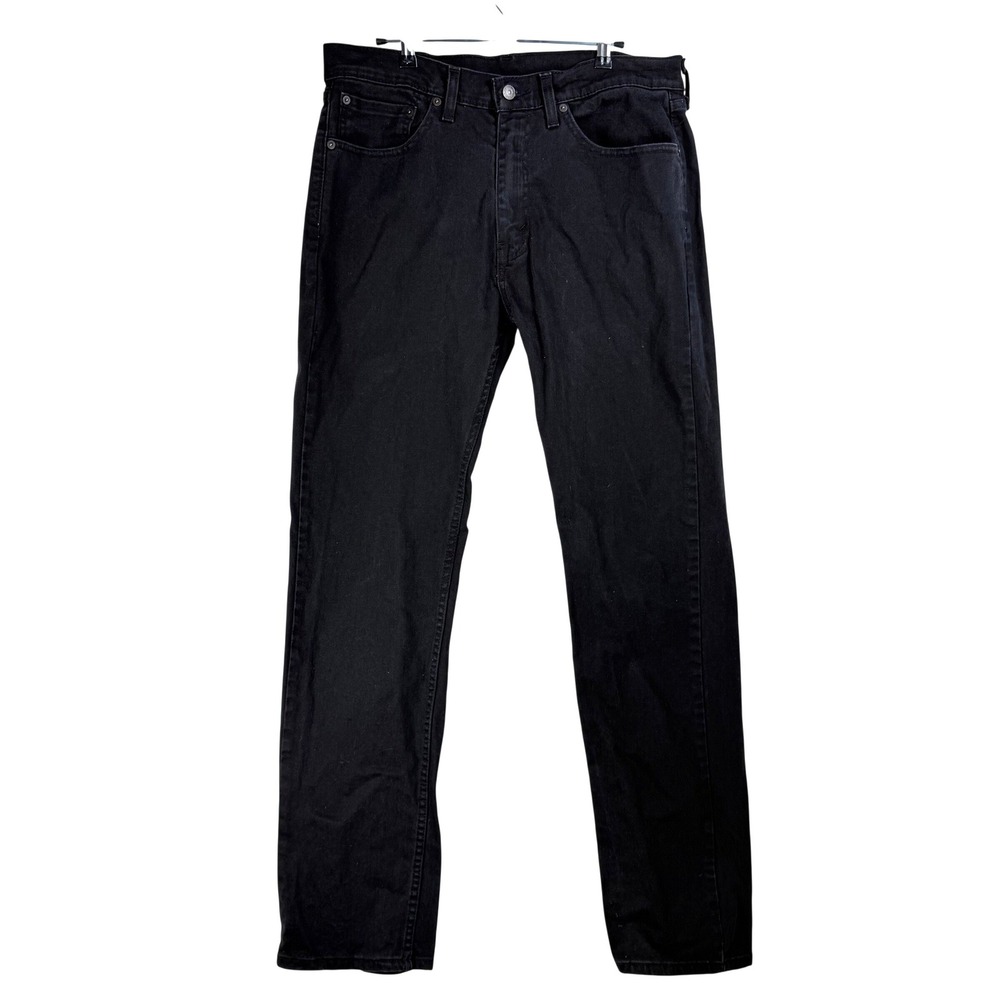 Levis 505 Regular Fit Jeans Mens 34x34 Black Straight Leg Stretch Denim Grunge